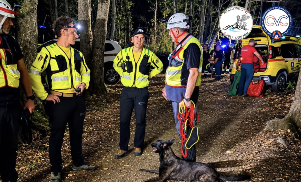 Volontari della Protezione Civile Il Saro nelle ricerche a Palma Campania